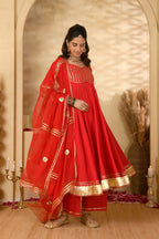 Red Anarkali Suit Set