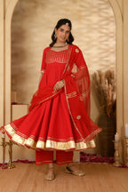Red Anarkali Suit Set