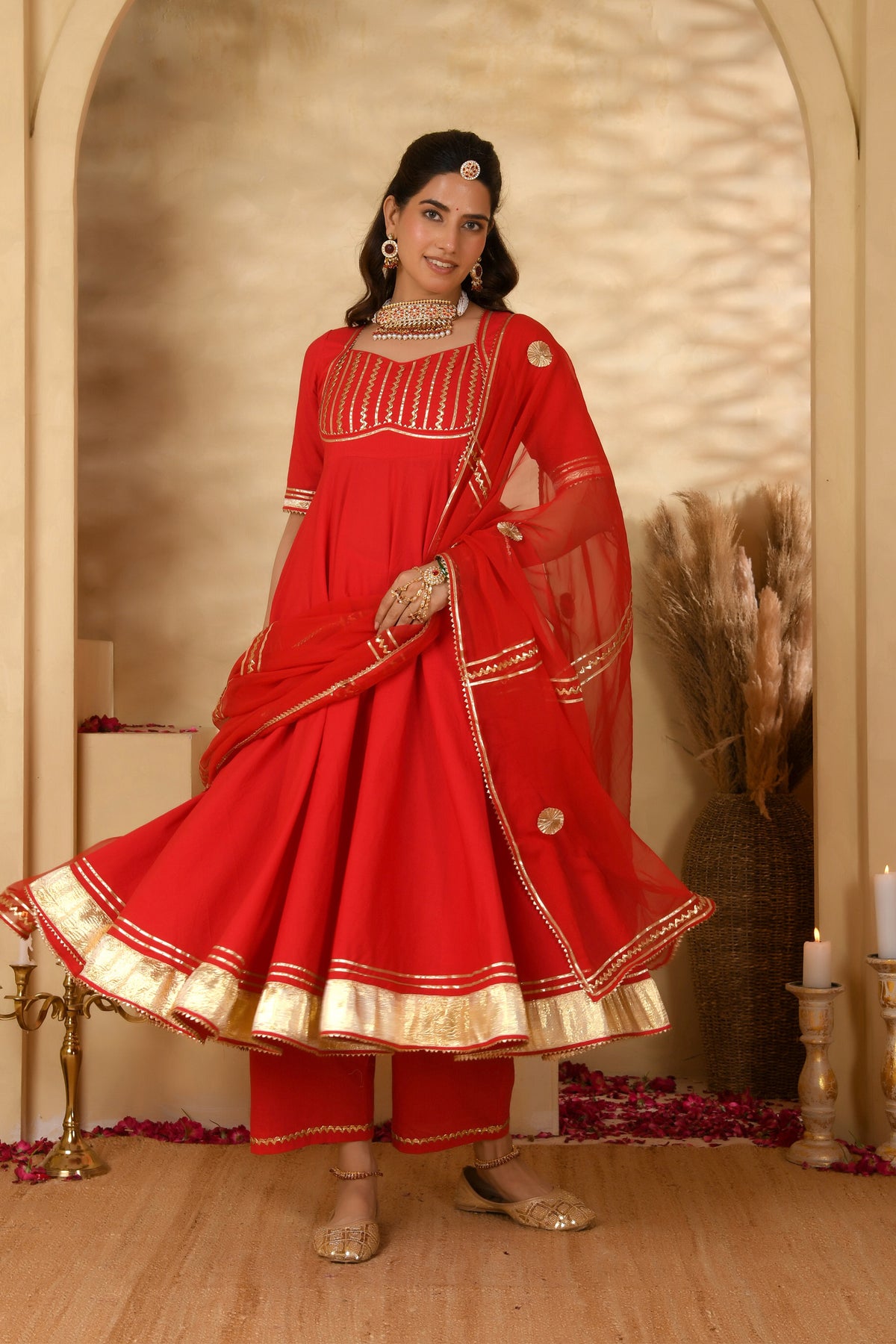 Red Anarkali Suit Set