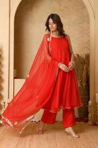 Red Anarkali Suit Set