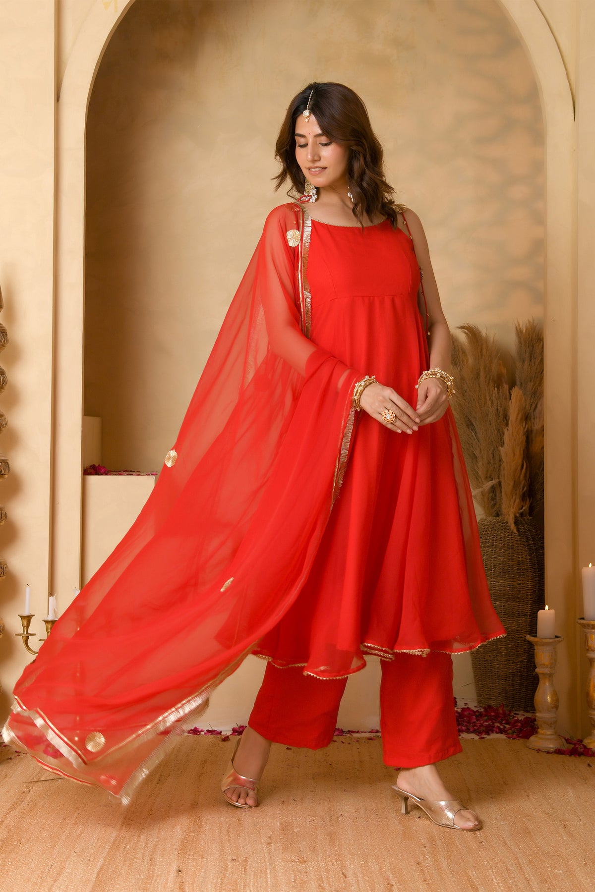 Red Anarkali Suit Set