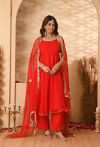 Red Anarkali Suit Set