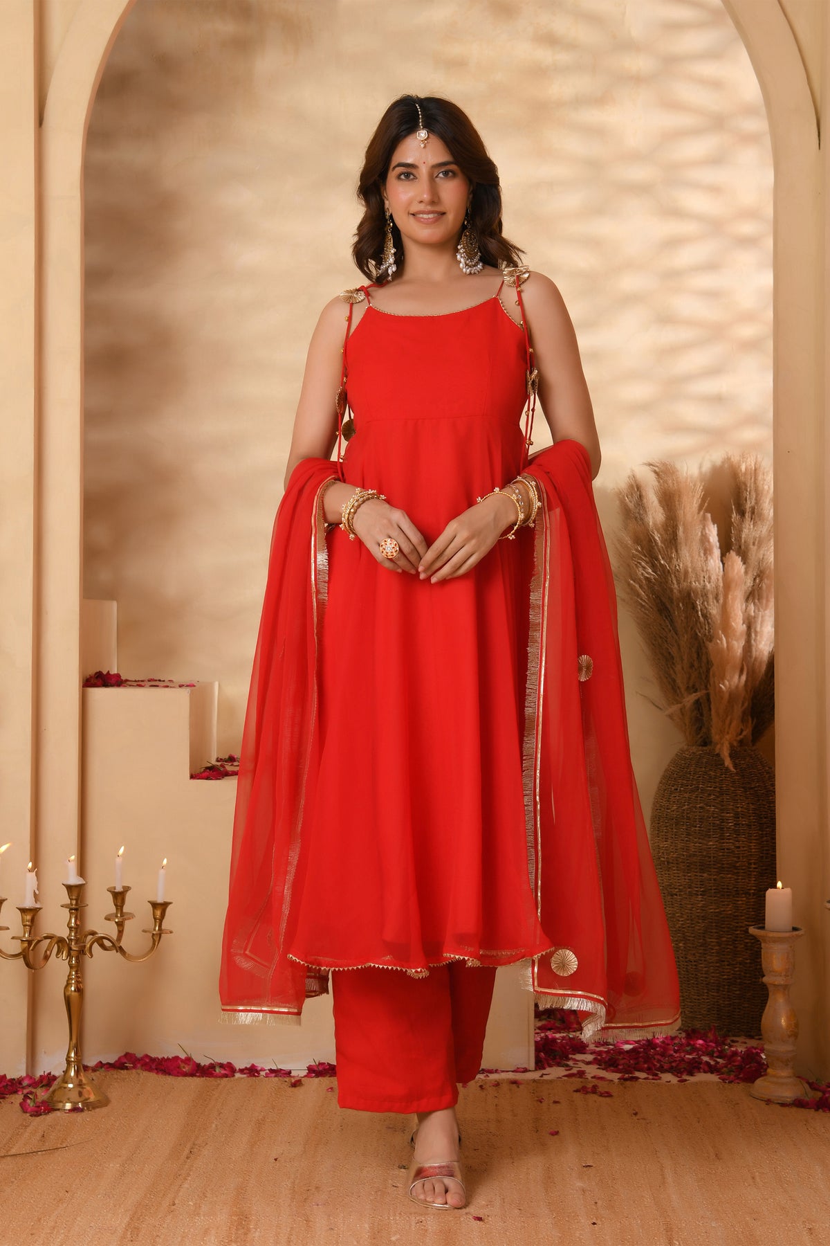 Red Anarkali Suit Set