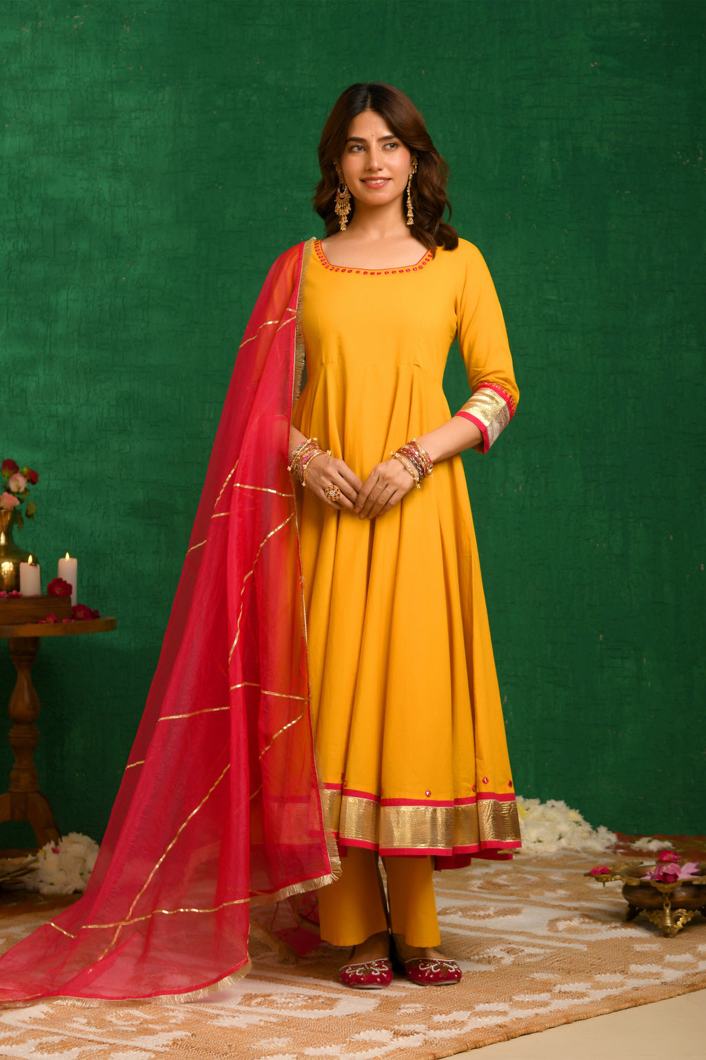 Mustard Yellow Anarkali Suit Set