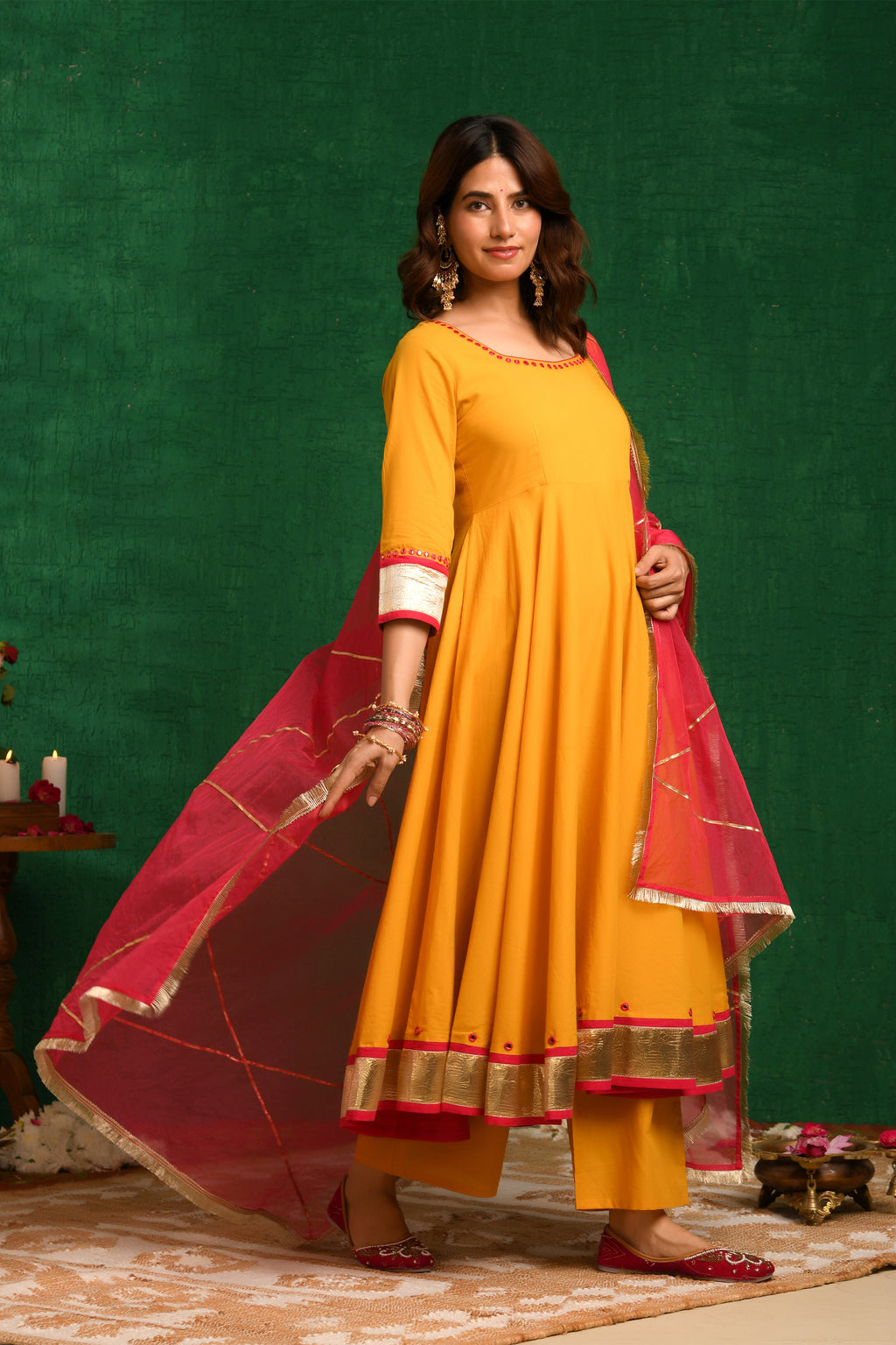 Mustard Yellow Anarkali Suit Set