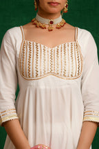 White Anarkali Suit Set