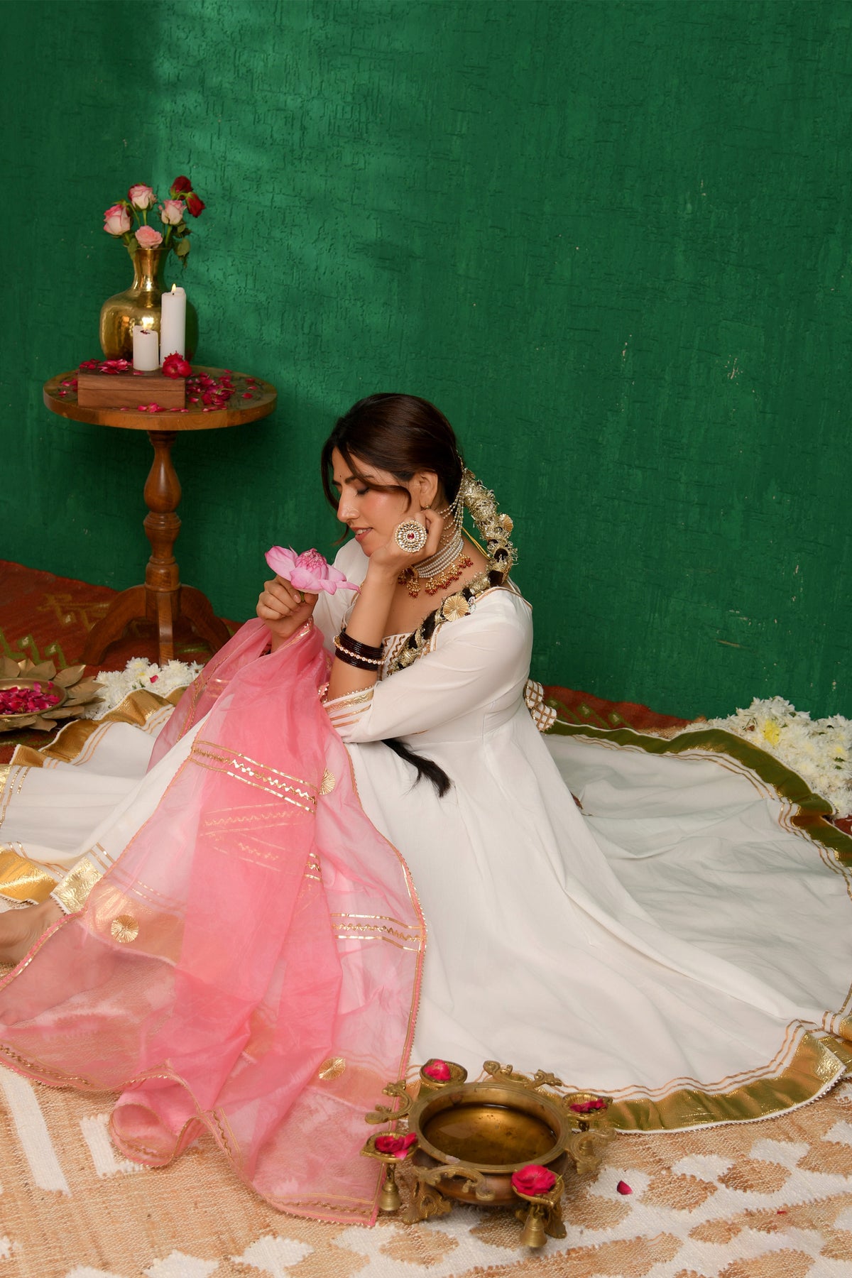 White Anarkali Suit Set