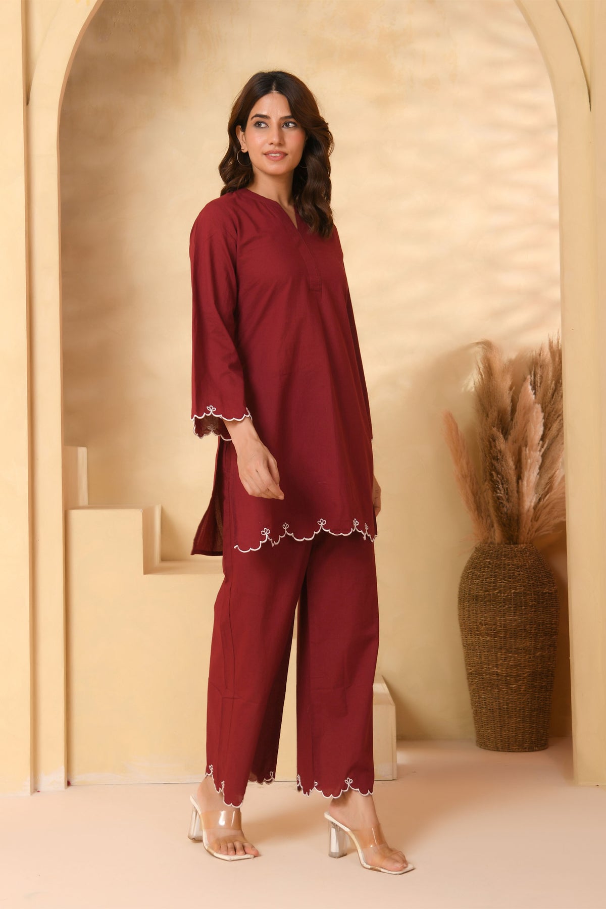 Wine Kurta Set