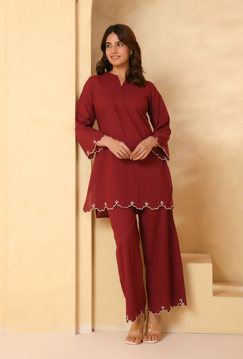 Wine Kurta Set